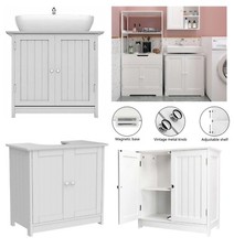 White Under Sink Basin Cabinet Cupboard Bathroom Storage Unit Home Office Bath