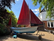 Drascombe Dabber - light blue with Snipe trailer and Mariner  4hp. Price Reduced