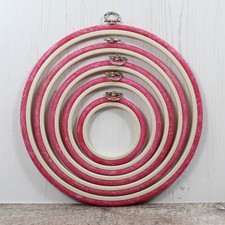 Nurge Embroidery Flexi Hoop Round Cross Stitch Display Pink in 5 Sizes