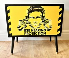 Bespoke Upcycled Mid Century Record Cabinet With Factory Hacienda Decoupage