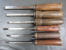 Graduated set pig sticker mortice chisels vintage old tools by Sorby Ward Etc