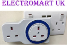 13A PLUG IN MECHANICAL SEGMENT TIMER SWITCH 24 HOUR DUAL DOUBLE SOCKET