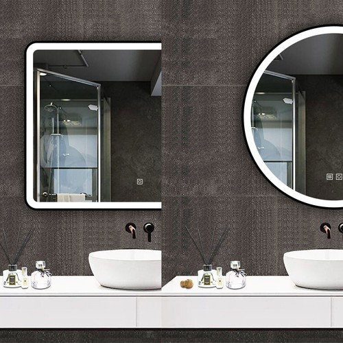 Black framed bathroom mirror - framed,