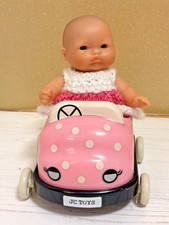 5" Itty Bitty Berenguer Doll (preloved) with New Dress & Pink Spotty Car