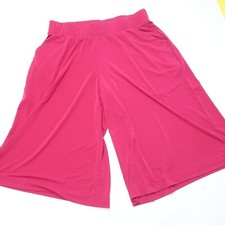 Lane Bryant Crop Palazzo Pants Women 10/12P Pink Polyester Stretch Elastic Waist