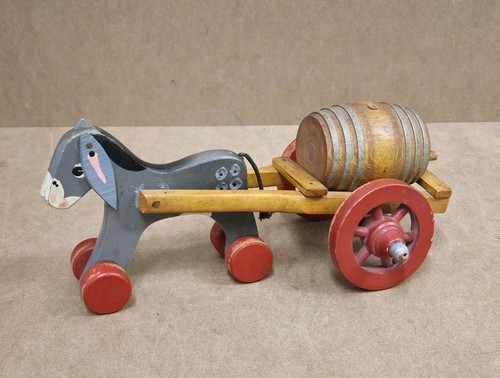 Vintage painted wooden donkey - vintage,