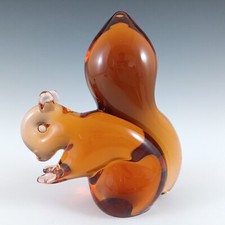 MARKED Wedgwood Topaz / Amber Glass Squirrel RSW410