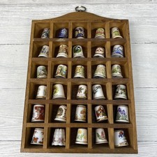 Vintage Wooden Thimble Decorative Cabinet With 30 Bone China Thimbles PK