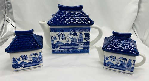 Vintage 6pc pagoda blue - pagoda,