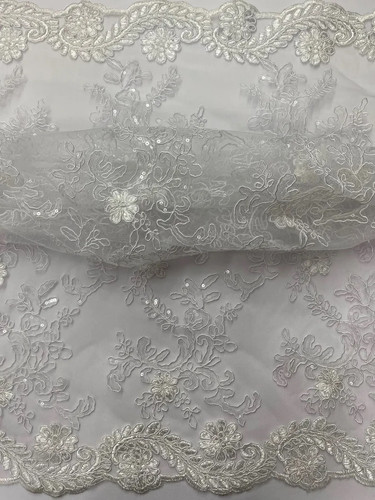 White bridal corded floral - white,
