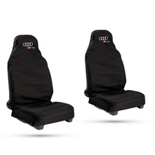 For Audi S line 2x Front Black Waterproof Airbag Compatible Seat Cover