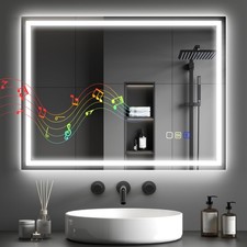 HOMCOM 600 x 800 mm Bathroom Mirror with Bluetooth Lights Demister Pad