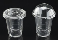 Smoothie Milkshake Cups Lids 10oz 12oz 15oz Clear Plastic Domed Pet Reusable