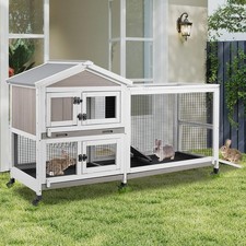 Petscosset Rabbit Hutch Outdoor Indoor Bunny Hutch 2-Story Large Rabbit Cage