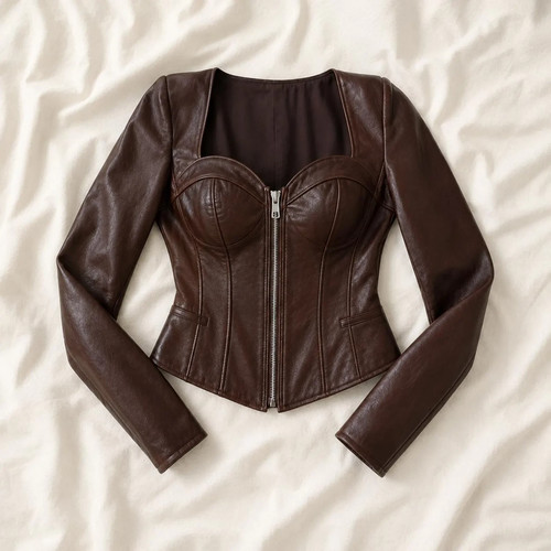 Womens genuine leather corset - leather,