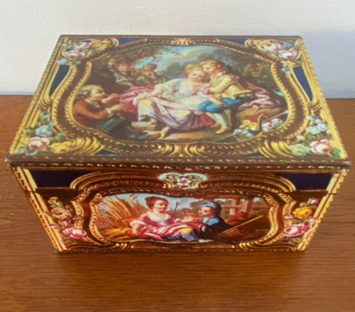 Vintage biscuit tin antique - tin, 'antique