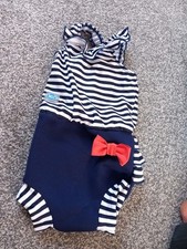 Splash About Happy Nappy Swim Suit 3- 6 Months Girls Navy Striped