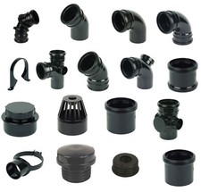 110mm Black Soil Pipe PUSHFIT Fittings UPVC BENDS, TEE External Or Internal Use