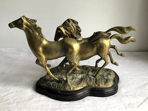 Three galloping brass - brass, horses