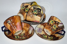 H&K TUNSTALL AUTUMN TINTS - VINTAGE 12 PIECE TEASET, CUPS & SAUCERS R. Grocott