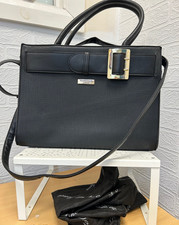 Ted Baker Black PU Cross Hatch Bag Top Handle & Shoulder Strap 26x36cm Preloved