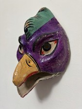 Indian Vintage Purple Bird Head Papier Mache Mask Handmade