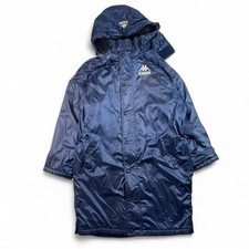 Vintage Kappa Long Fleece Lined Hooded Jacket Navy Blue Medium