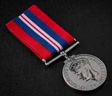 Full Size Replica WW2 War Medal 1939-1945 with Ribbon. George VI. Silver