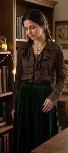 Brown ruffle sheer - brown, blouse