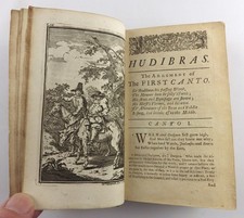 HUDIBRAS SAMUEL BUTLER 1726 HOGARTH PLATES ENGLISH CIVIL WAR SATIRE ANTIQUE POEM