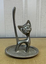 Vintage Seba Silver Plated Cat Ring Holder/Tray - Made In England
