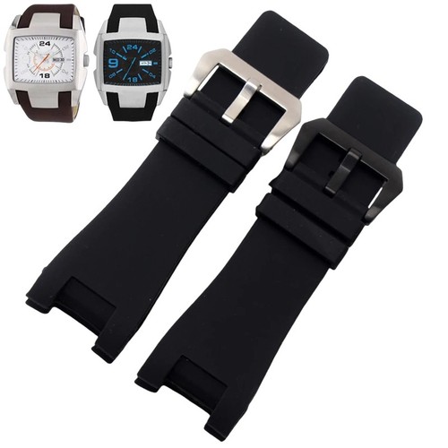 Black rubber watch strap - black,