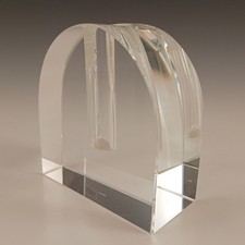 MARKED & LABELLED Moser Clear Glass Faceted Block Solifleur Stem Vase