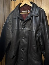 Rare Vintage Schott NYC Leather Car Coat Size 44 Made In USA