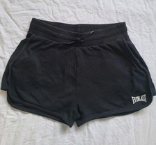 Everlast Black Cotton Terry Shorts Gym Sports Fitness Boxing Holiday Size 10