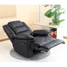 RECLINER LAZY BOY BLACK SOFA SUITES SETTEE ONE 1 SINGLE ARMCHAIR FAUX LEATHER