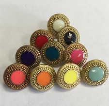 Gold / Coloured Epoxy Shank Buttons 22L/13mm 10 Colours (Pack Of 10)