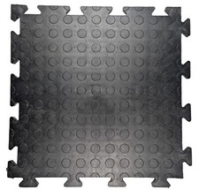 BLACK HEAVY DUTY 12MM PVC PENNY INTERLOCKING GARAGE FLOORING TILES WORKSHOP GYM