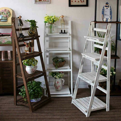 Tall wooden ladder shelf - tall,