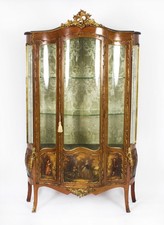 Antique Large  French Vernis Martin Display Cabinet C1880 19th C