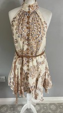 Zara cream brown blue paisley