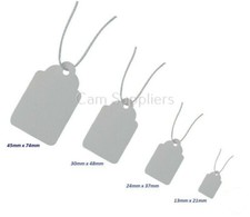 White Kraft Pre-Strung String Tags Swing Price Tickets Jewellery Tie On Labels