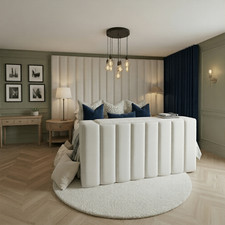 Panel wide headboard bed - wide, tv