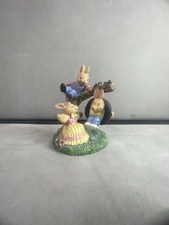 Rabbits Enjoying The Outdoors, On Tyre Swing Figurine 