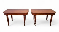 Antique Pair Of Mahogany Demi Lune Side Tables In The Gillows Manner C.1880
