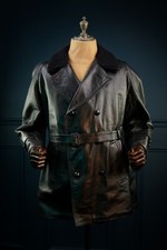 Vintage 50s Post-WW2 Italian Barnstormer Car Coat Water Proof Leather Jacket “L”