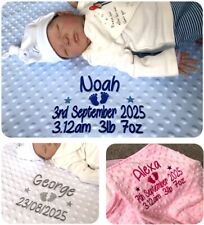 PERSONALISED BABY BLANKET EMBROIDERED LUXURY BUBBLE FEEL  GIFT