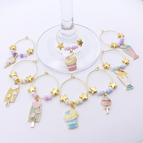 Set enamel wine glass charms - 8,