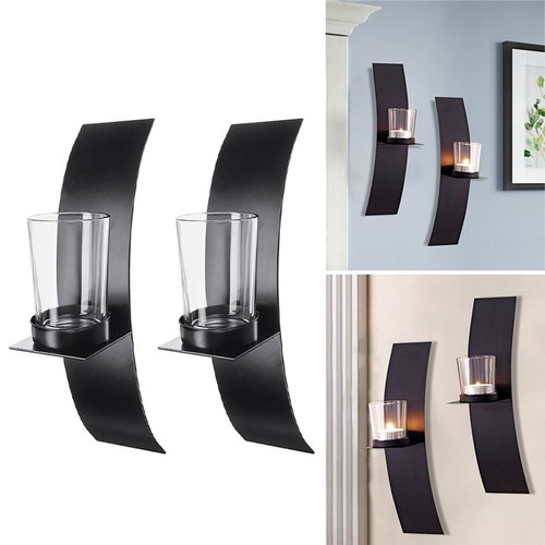 2pcs metal candle holder black - 2pcs,