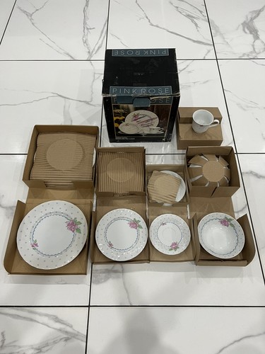 Pink rose dinnerware - rose, set